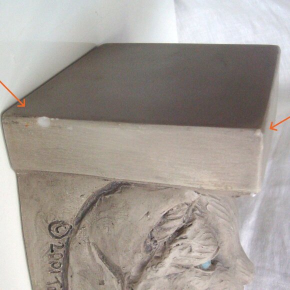 Artist TELLE M. STEIN Blue-Eyed Cat Feline Face 3D Wall Shelf Whimsical Decor - Picture 8 of 11